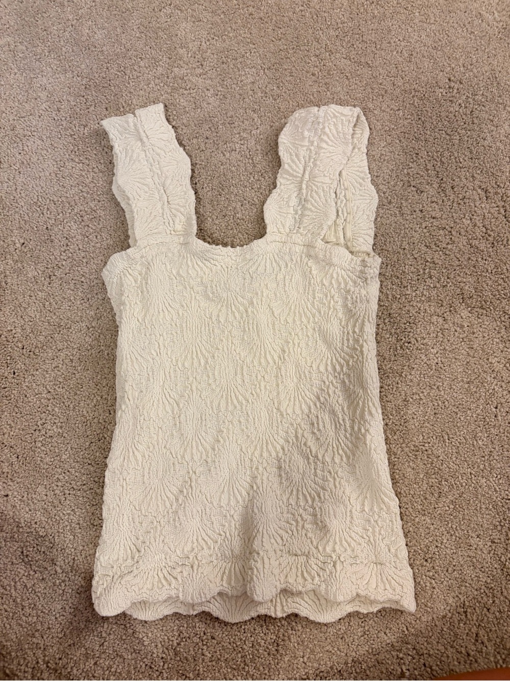 Free People Textured Cream Tank Top